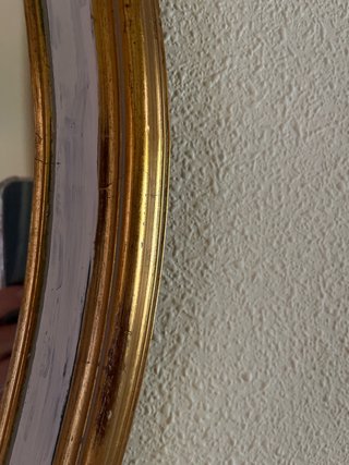 Espejo Ovalado Dorado y Blanco