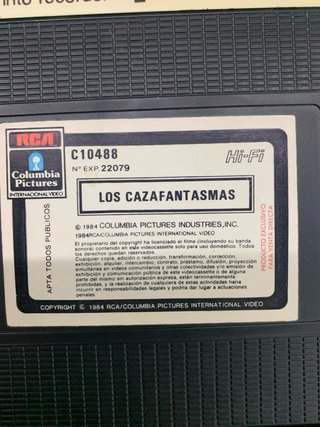 Cinta VHS Cazafantasmas Impecable