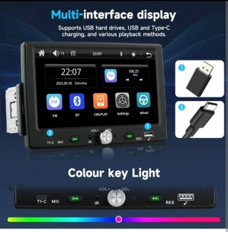 Radio Coche Pantalla 7 CarPlay 1 DIN