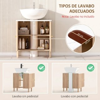 Mueble Bajo Lavabo Madera y Cristal