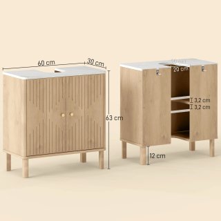 Mueble Bajo Lavabo Madera y Cristal
