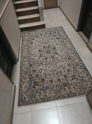 Alfombra Persa Nain 2x3 Lana Beige/Azul