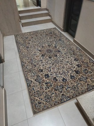 Alfombra Persa Nain 2x3 Lana Beige/Azul
