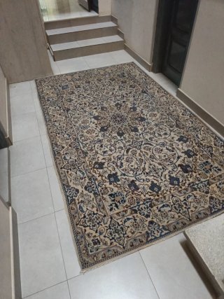 Alfombra Persa Nain 2x3 Lana Beige/Azul