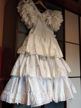 Traje Sevillana Niña Blanco Talla 9/10