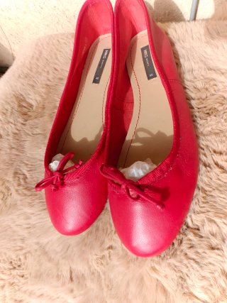Bailarinas piel Mango Talla 40 Rojas