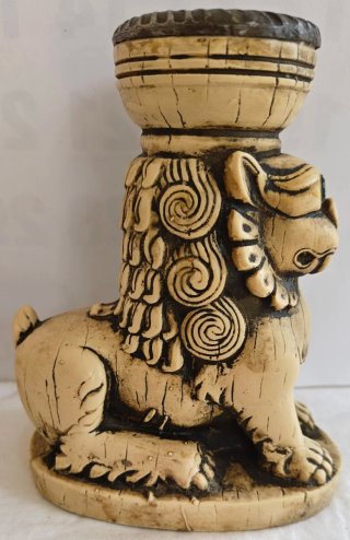 Portavelas Perro de Fo Vintage Beige/Marrón