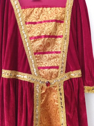 Vestido Medieval Rojo y Dorado talla ) L/XL