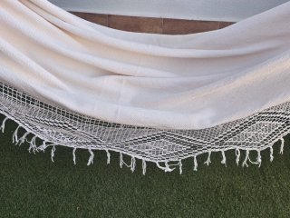Hamaca Lona Colombiana Beige y Blanca