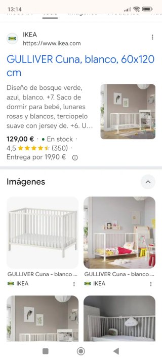 Cuna bebé Ikea Gulliver blanca + colchón