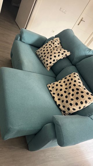 Sofá de 2 plazas azul verdoso(lavable)