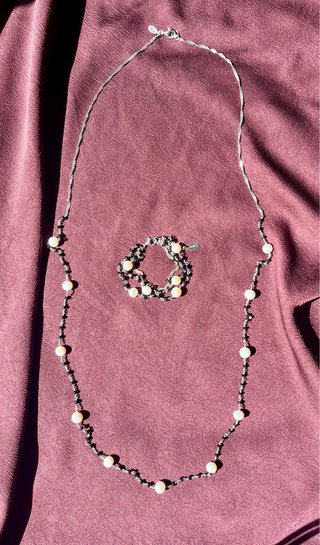 Conjunto DURÁN EXQUSE Plata Perlas y Ónix