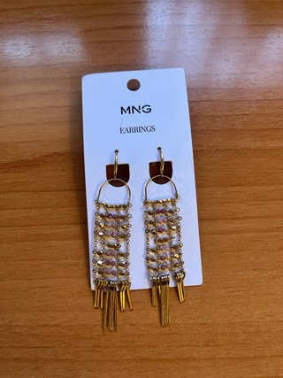 Pendientes Mango piedras rosas y dorados