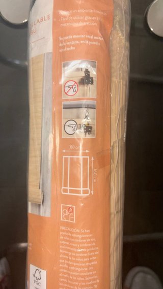 Estor enrollable de bambú HOME 80x160 cm