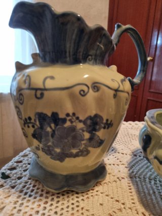 Juego lavabo y jarra antiguo cerámica