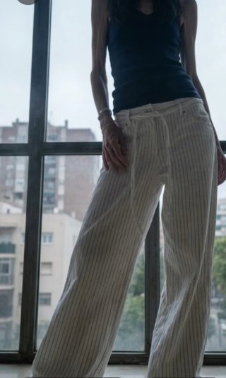 Pantalones blancos rayas ancho de piernas
