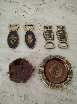 Set 4 abridores búho, cenicero y hoja