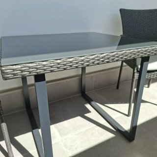 Conjunto mesa y sillas exterior acero
