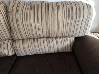 Sofá de 2m en tela marrón y beige