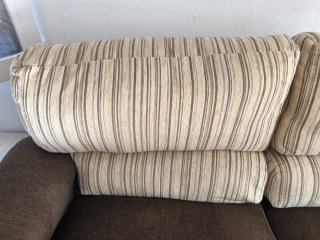 Sofá de 2m en tela marrón y beige