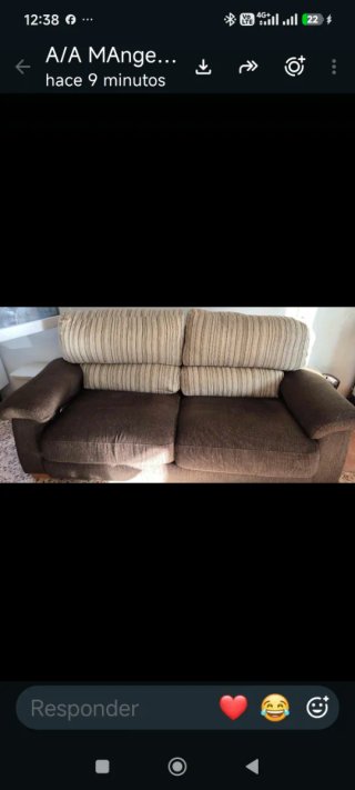 Sofá de 2m en tela marrón y beige