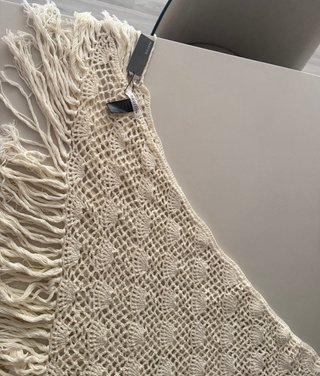 Pañuelo Chal Crochet Boda Beige