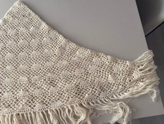 Pañuelo Chal Crochet Boda Beige