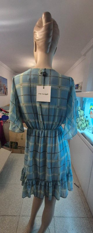 Vestido estampado cuadros azul