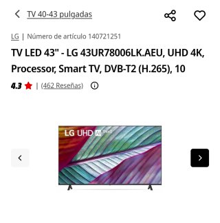Televisor LG 43UR781COLK Negro/Gris