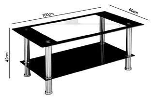 Mesa Centro Cristal Negro y Metal