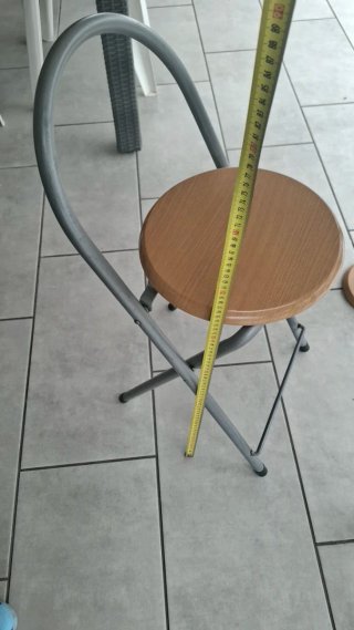 Mesa alta y 2 taburetes madera pino y aluminio