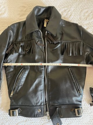 Chaqueta cuero vintage TT Leathers con flecos
