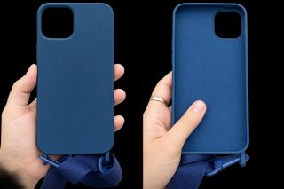 Funda de móvil azul con correa