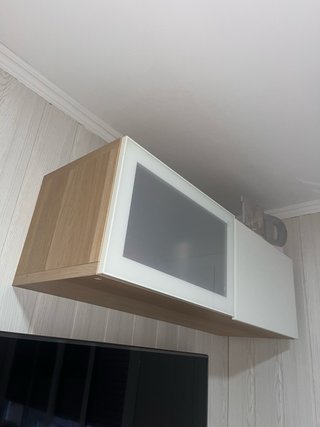 Mueble TV moderno blanco y madera