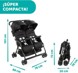 Gemelar Chicco Ohlala + Plástico de lluvia + Bolsa
