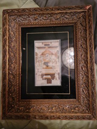 Cuadro Pintura Mughal Marco Dorado