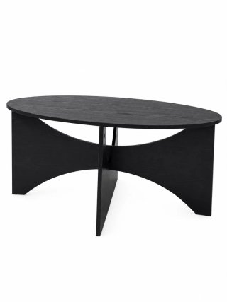 Mesa de centro ovalada de madera negra