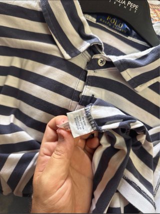 Polo Ralph Lauren a righe blu e bianche