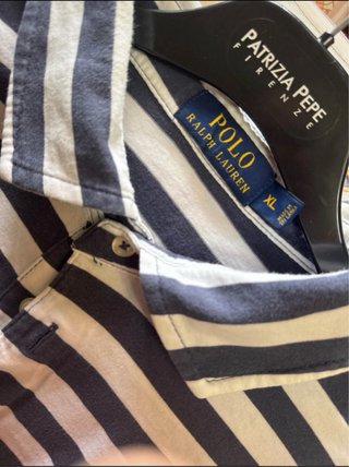 Polo Ralph Lauren a righe blu e bianche