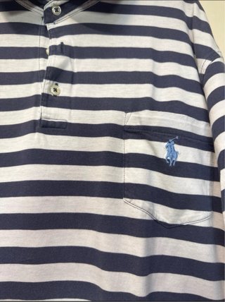 Polo Ralph Lauren a righe blu e bianche