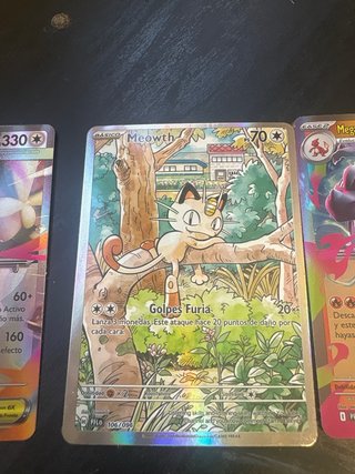 Pack 3 Cartas Pokémon Mega-Lopunny EX, Meowth, Meg
