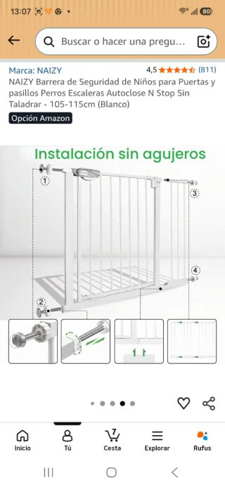 Barrera de seguridad escalera/puerta + Extensión