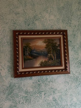 Cuadro de paisaje con marco de madera