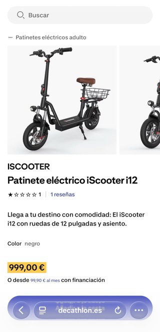 Patinete eléctrico i12 con asiento