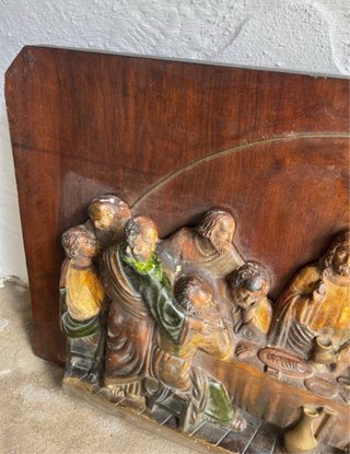Cuadro La Última Cena Madera Antigua