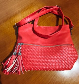 Borsa tracolla rossa con frange