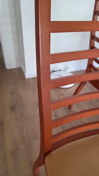 Mesa comedor cristal con metal y 6 sillas madera