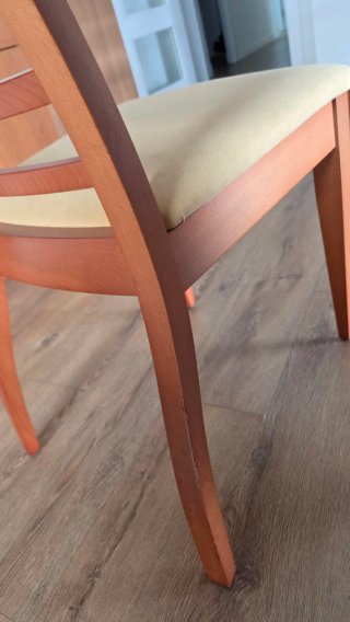 Mesa comedor cristal con metal y 6 sillas madera