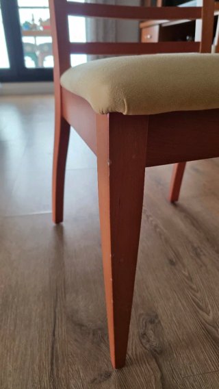 Mesa comedor cristal con metal y 6 sillas madera