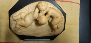 Escultura de mármol , Primer beso  Cupido y Psyche